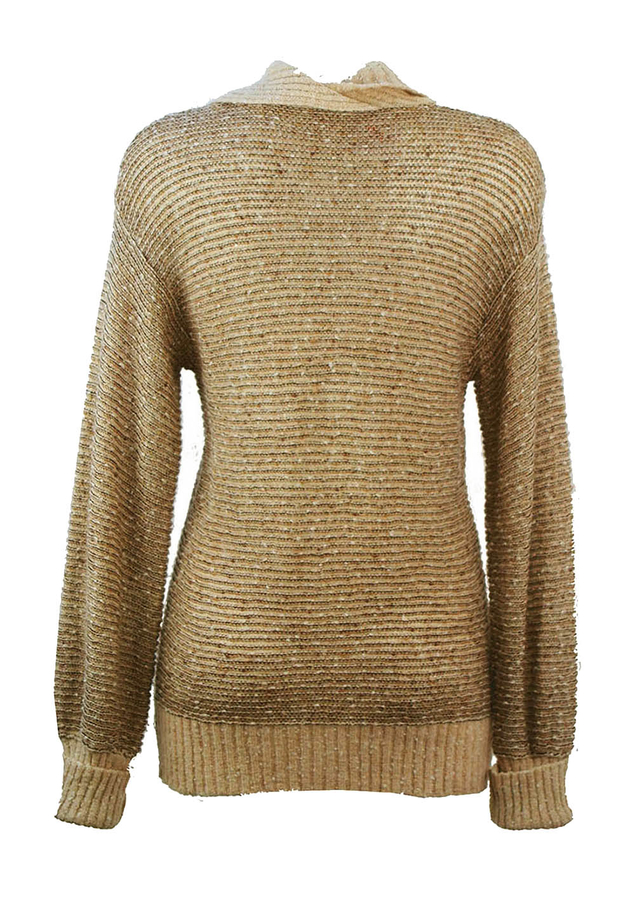 Brown & Cream Textured Jumper with Asymmetric Collar Detail M Reign