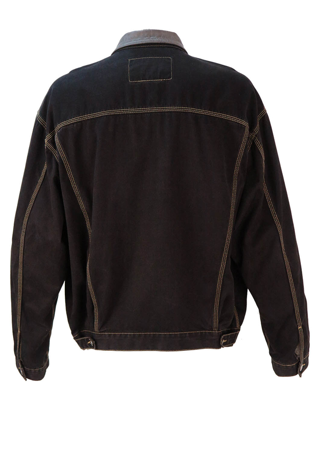 Diesel Black Denim Jacket with Leather Trim XL/XXL Reign Vintage