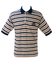 Asics Polo Shirt with Grey, White & Blue Stripes - M