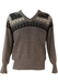 Fair Isle Patterned V-Neck Jumper in Grey, Navy and Cream - M