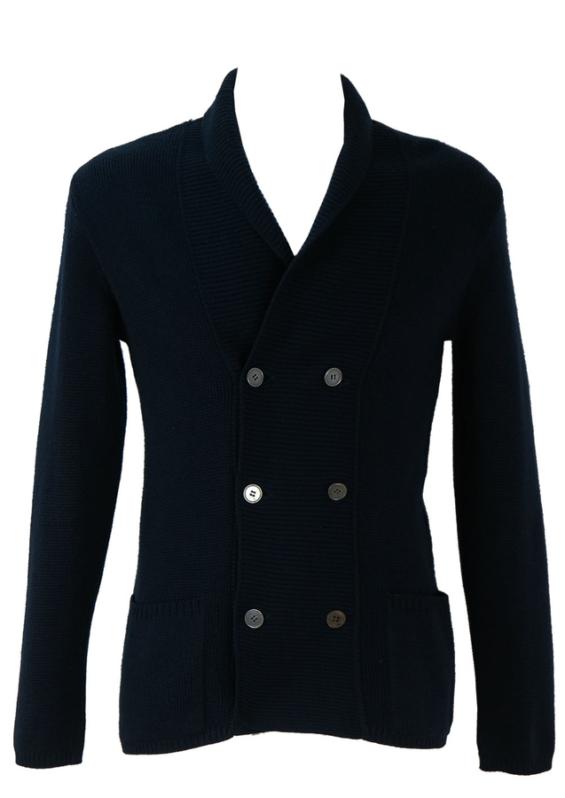 Navy Double Breasted Wool Cardigan S Reign Vintage