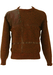 Brown and Green Mottled Knit Jumper with Leather Detail - M