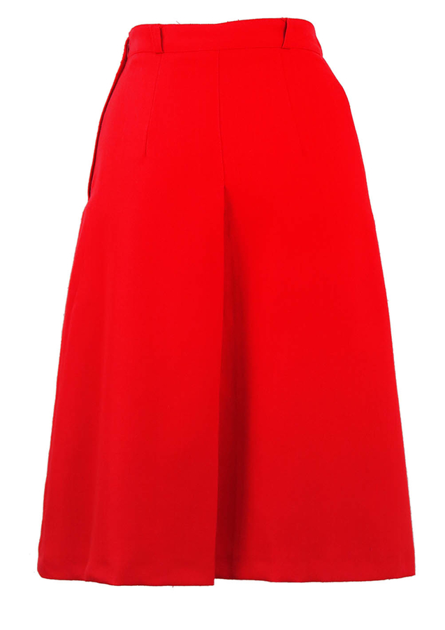 Red Double Pleat Detail Knee Length Skirt S Reign Vintage