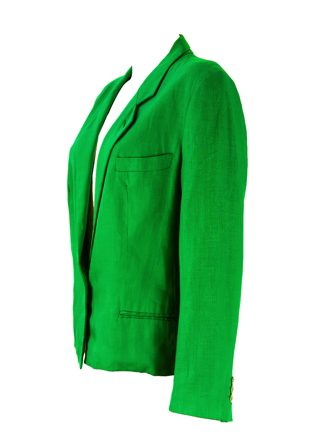 Mani Emerald Green Linen Jacket M/L Reign Vintage