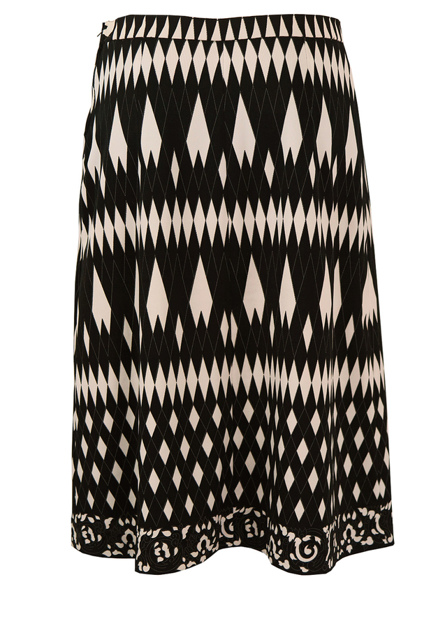 Black & White Diamond Pattern A Line Midi Skirt - M | Reign Vintage
