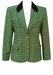 Lightweight Wool Jacket with a Green, Black & Cream Check Pattern - M