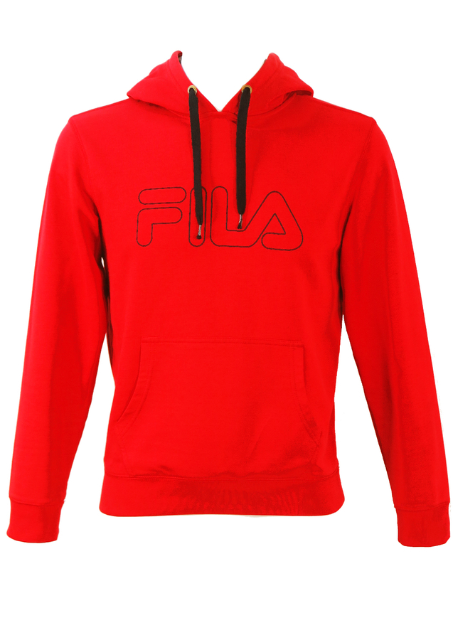 Fila Red Hoody with Grey and Black Trim - S | Reign Vintage