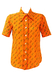 Vintage 1970's Orange Short Sleeved Blouse with Green & Brown Geometric Print - S