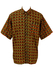 Short Sleeved Shirt with Vibrant African Print in Orange, Black & Ochre - XL/XXL