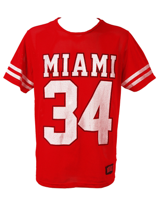 Red and White 'Miami' Mesh Basketball Top - L/XL