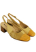Ochre Leather Slingbacks with Patent Leather & Faux Snakeskin Suede Design - UK Size 5