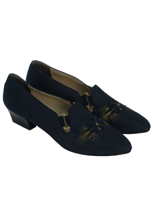 navy floral shoes
