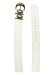 White Leather Curved Belt with Embossed Pattern and White & Gold Buckle Detail